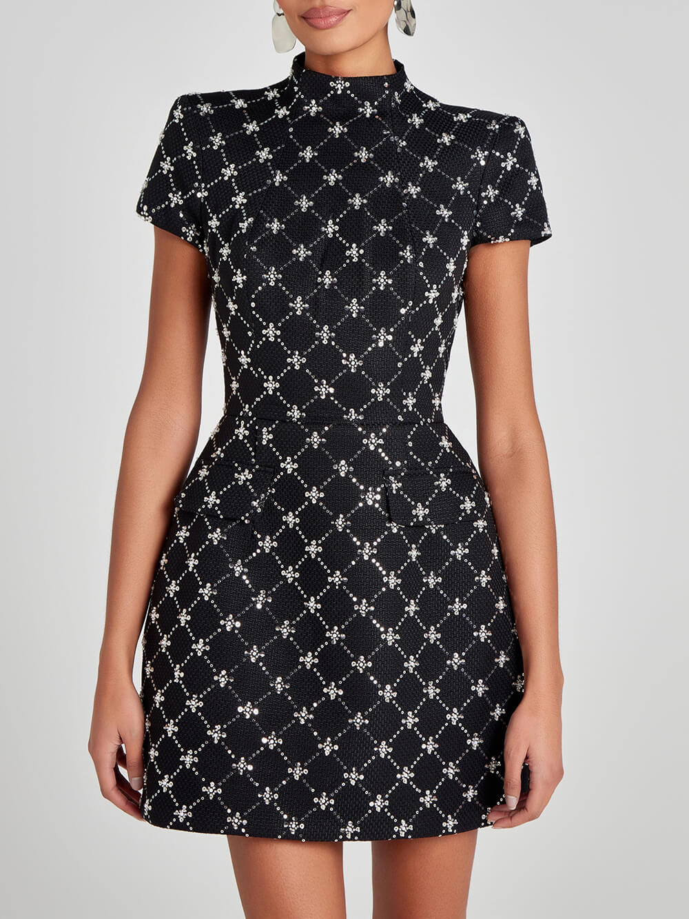 Exquisite Sequin Patchwork Panel Party Mini Dress