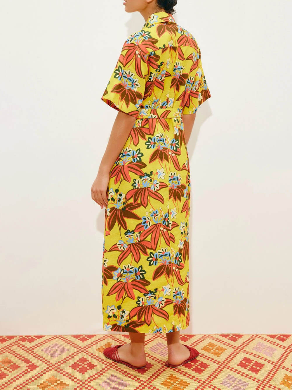 Unique Floral Print Midi Shirtdress