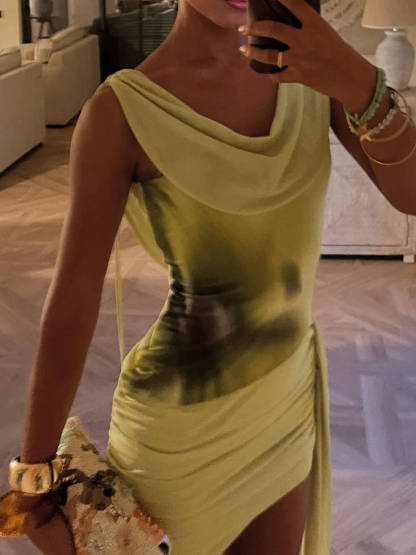 Sexy Backless Printed Mini Dress