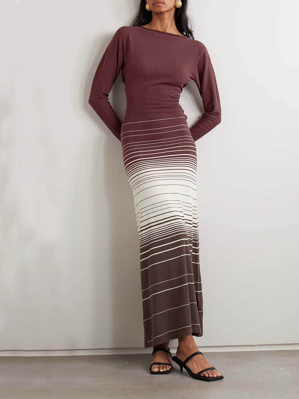 Casual Twist-Back Striped Print Maxi Dress