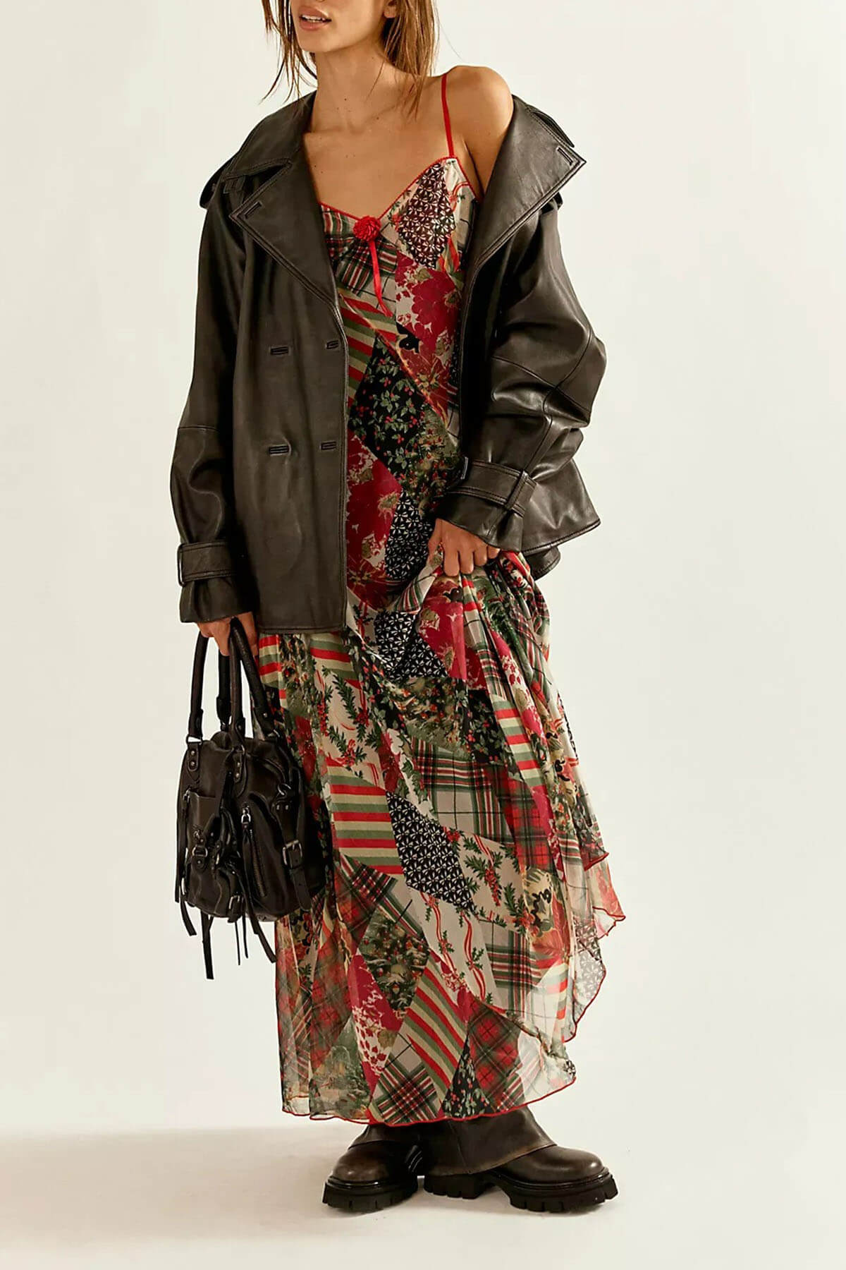 Fashion Printed Backless Spaghetti Strap A-Line Holiday Maxi Dress