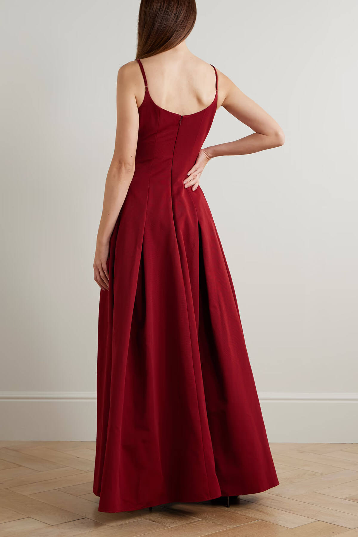 Elegant Backless Ruched Twill Maxi Dress