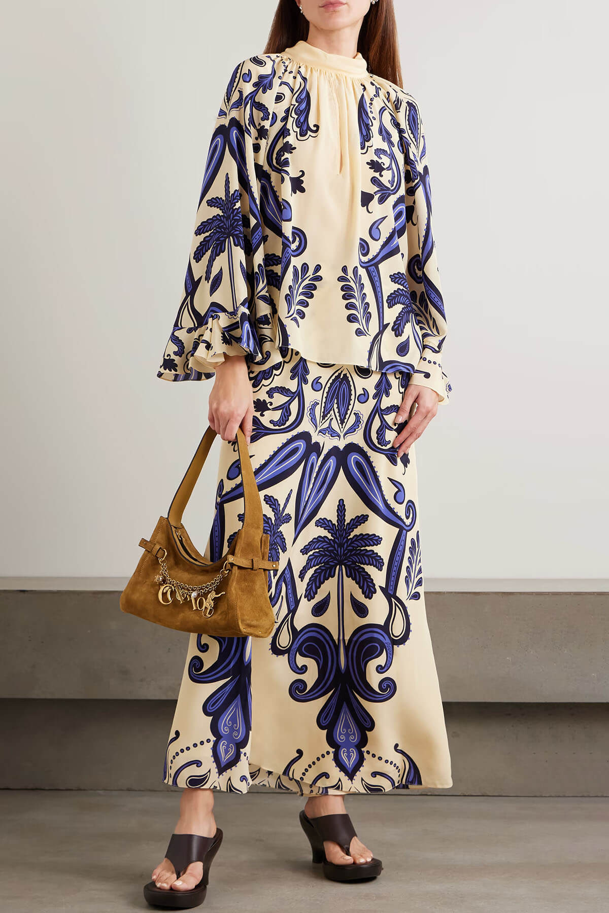 Exquisite Printed Satin A-line Skirt