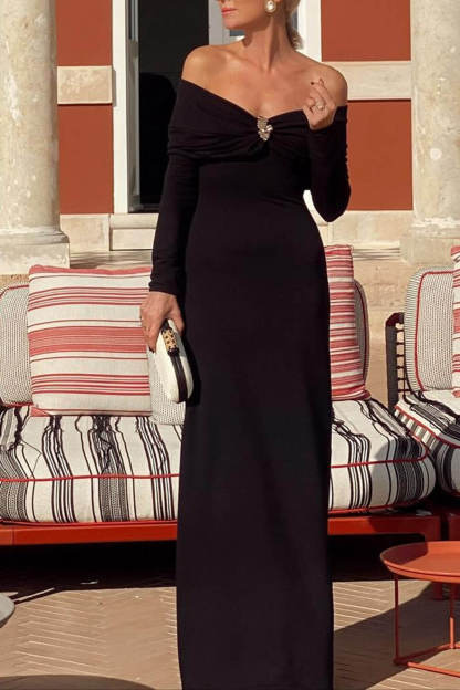 Elegant Strapless Ruched Bodycon Maxi Dress