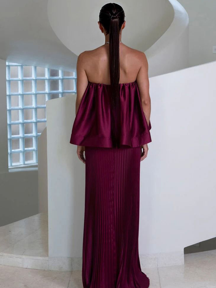 Elegant Pleated Two-piece Skirt Set