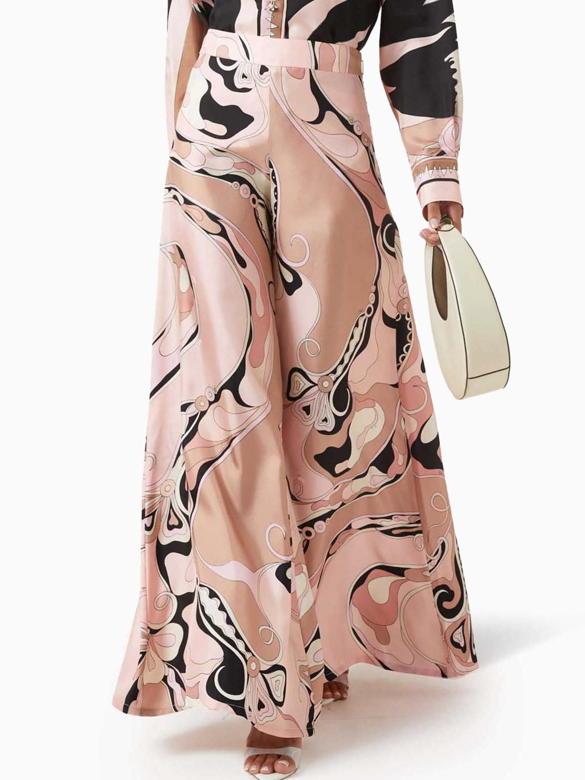 Unique Abstract Floral Print Wide-leg Pants