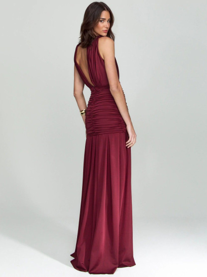 Elegant Sleeveless Pleated Floor-Length Maxi Dress