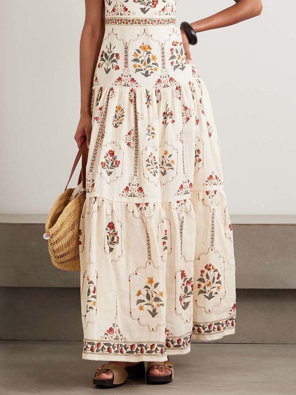 Retro Tiered Ruffle Floral Maxi Dress