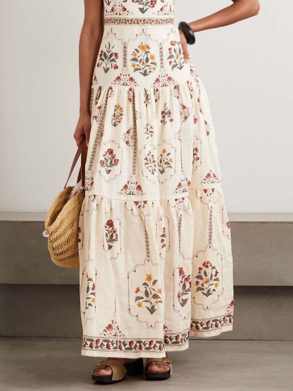 Retro Tiered Ruffle Floral Maxi Dress