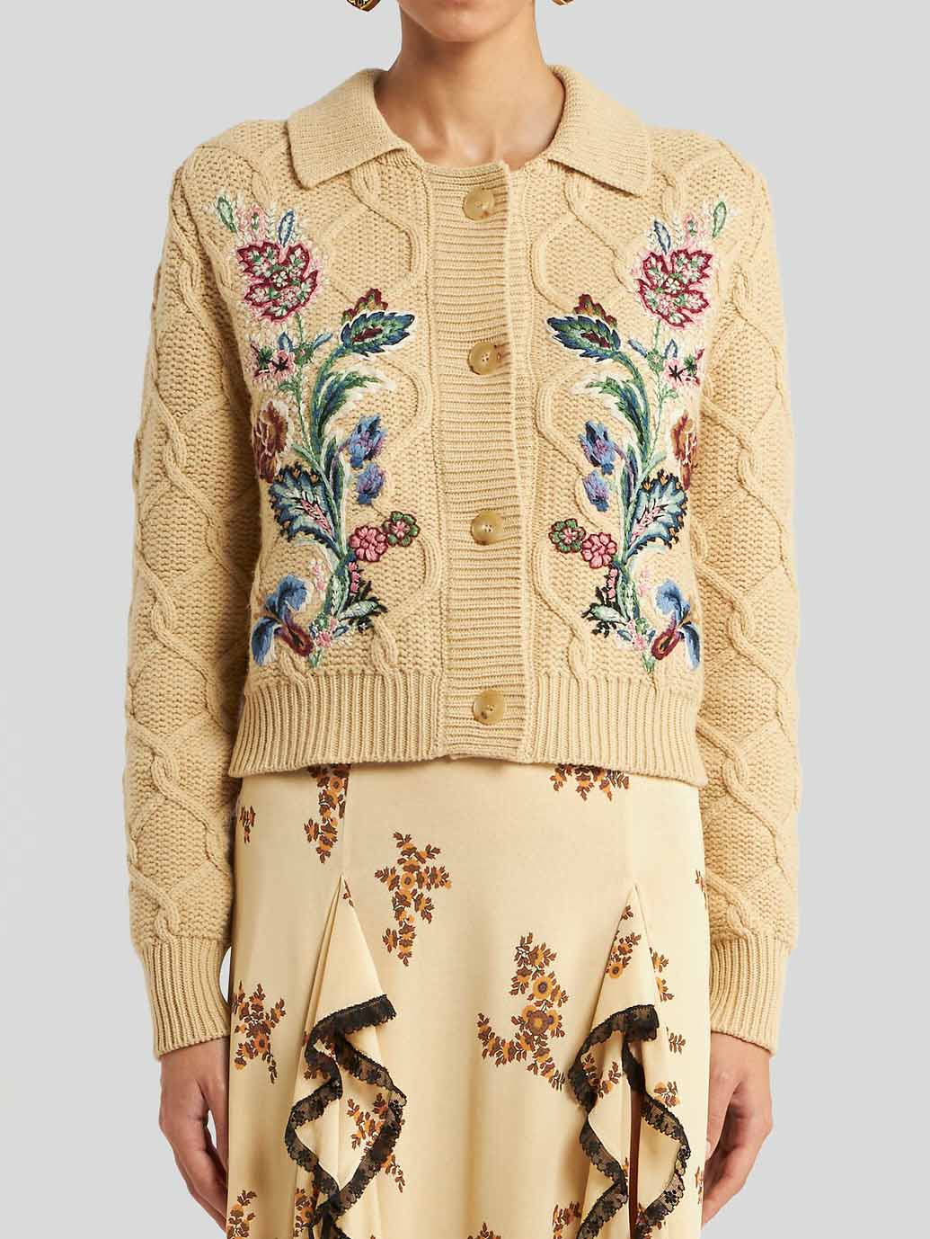 Rose Embroidered Knitted Cardigan