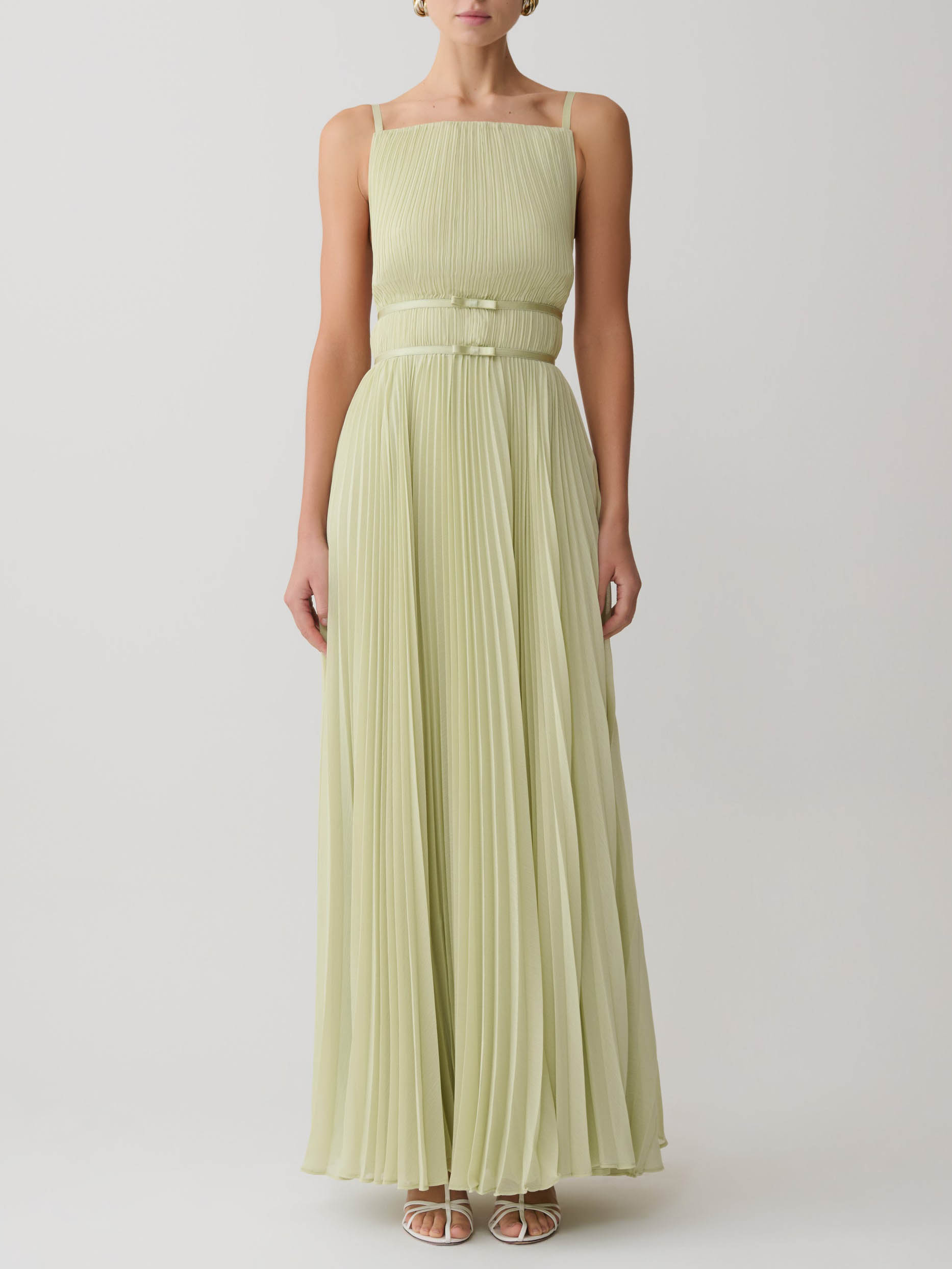 Elegant Pleated Strap Maxi Dress