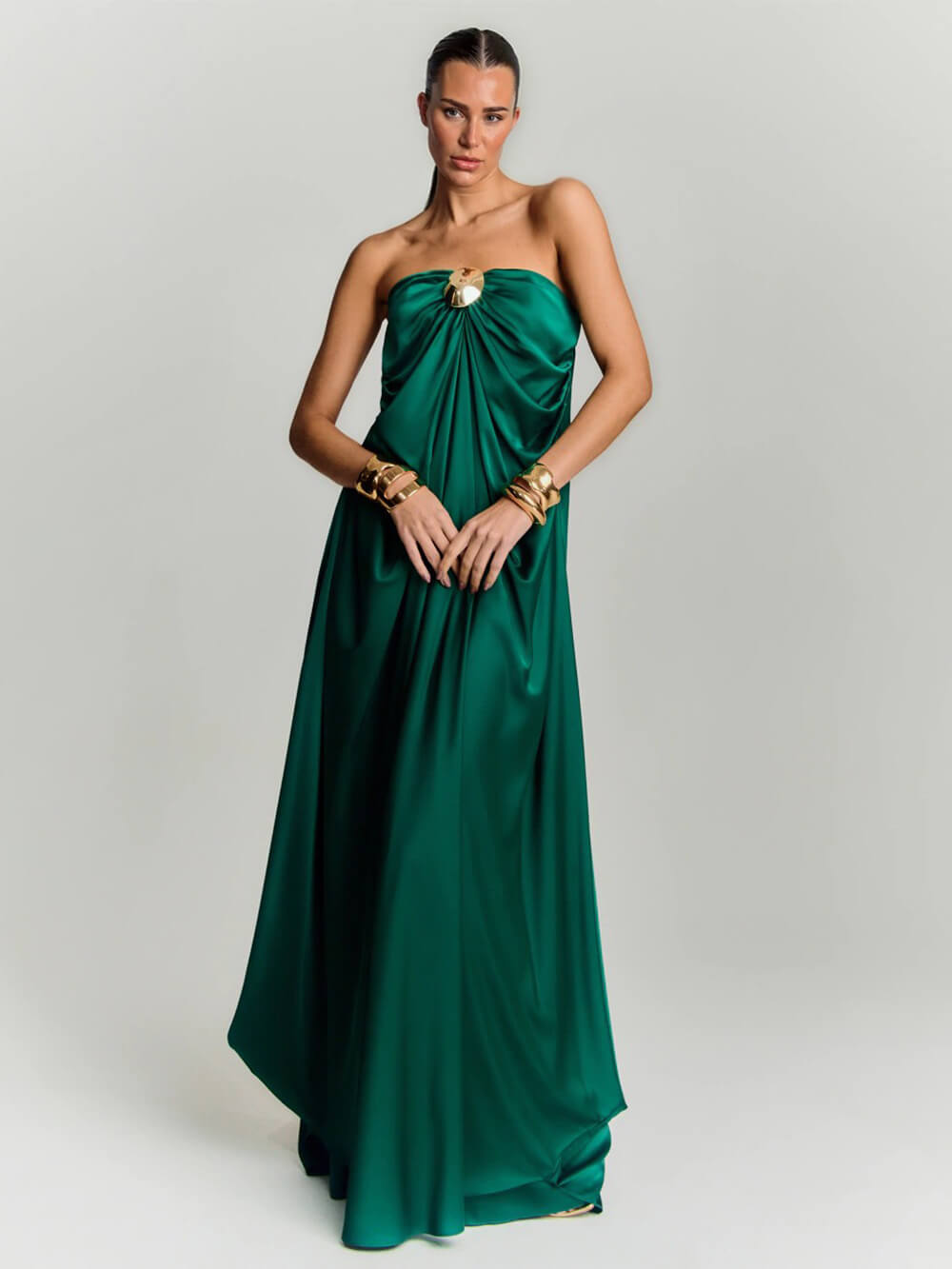 Elegant Backless Strapless Party Maxi Dress
