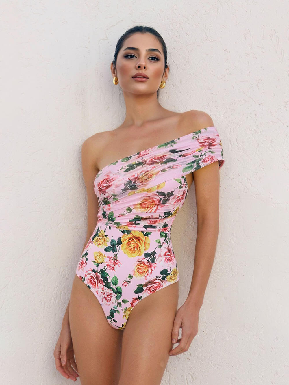 Sexy Printed One-Shoulder One-Piece Swimsuit