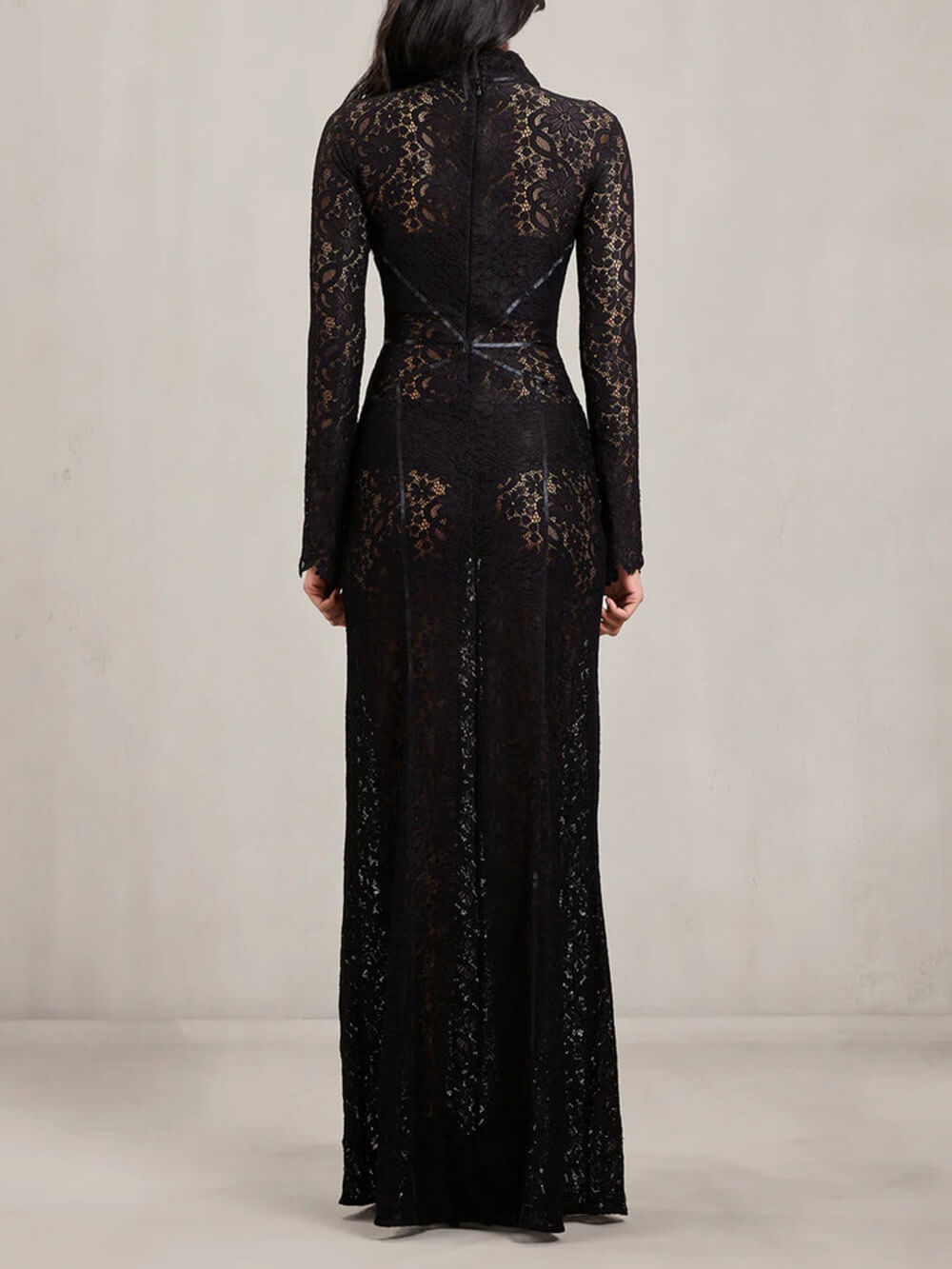 Elegant Cutout Lace A-Line Maxi Dress