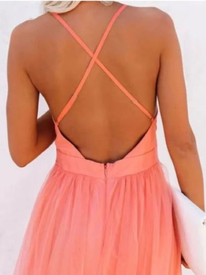 Chic Cut-Out Cross-Strap Chiffon A-Line Maxi Dress