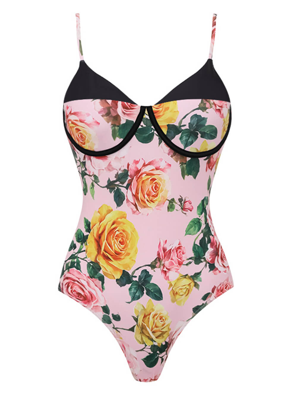 Exquisite Printed Spaghetti Strap One-Piece Swimsuit And Elastic Waist Skirt Set