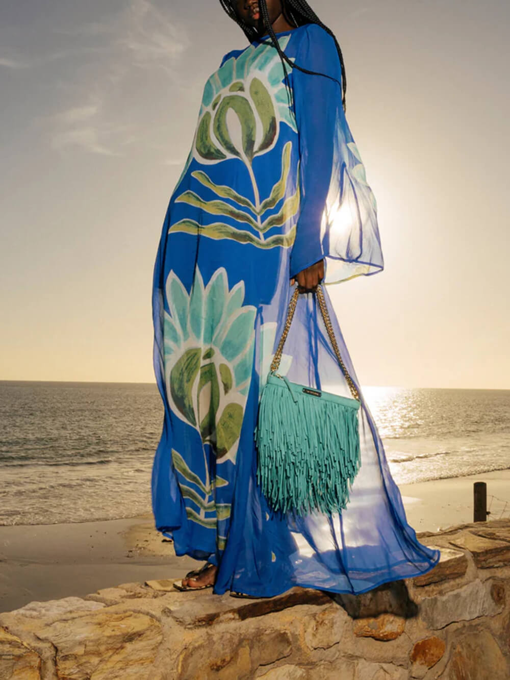 Casual Resort Style Floral Print Chiffon Maxi Dress