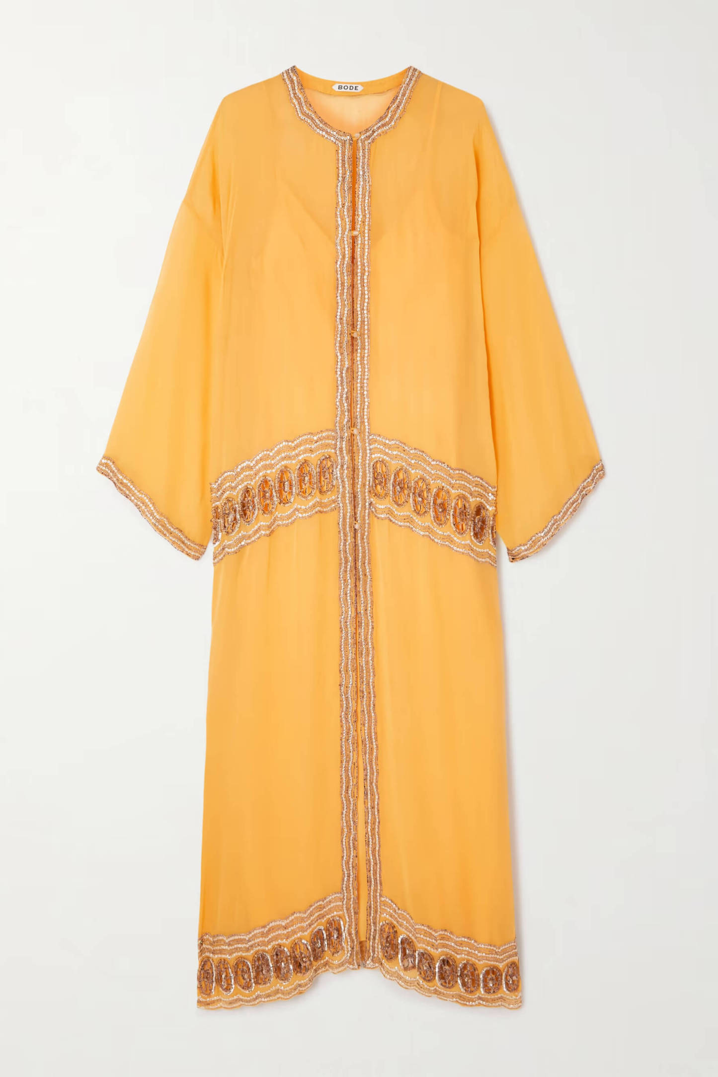 Elegant Fashion Sequin-Trim Sheer Maxi Robe Dress