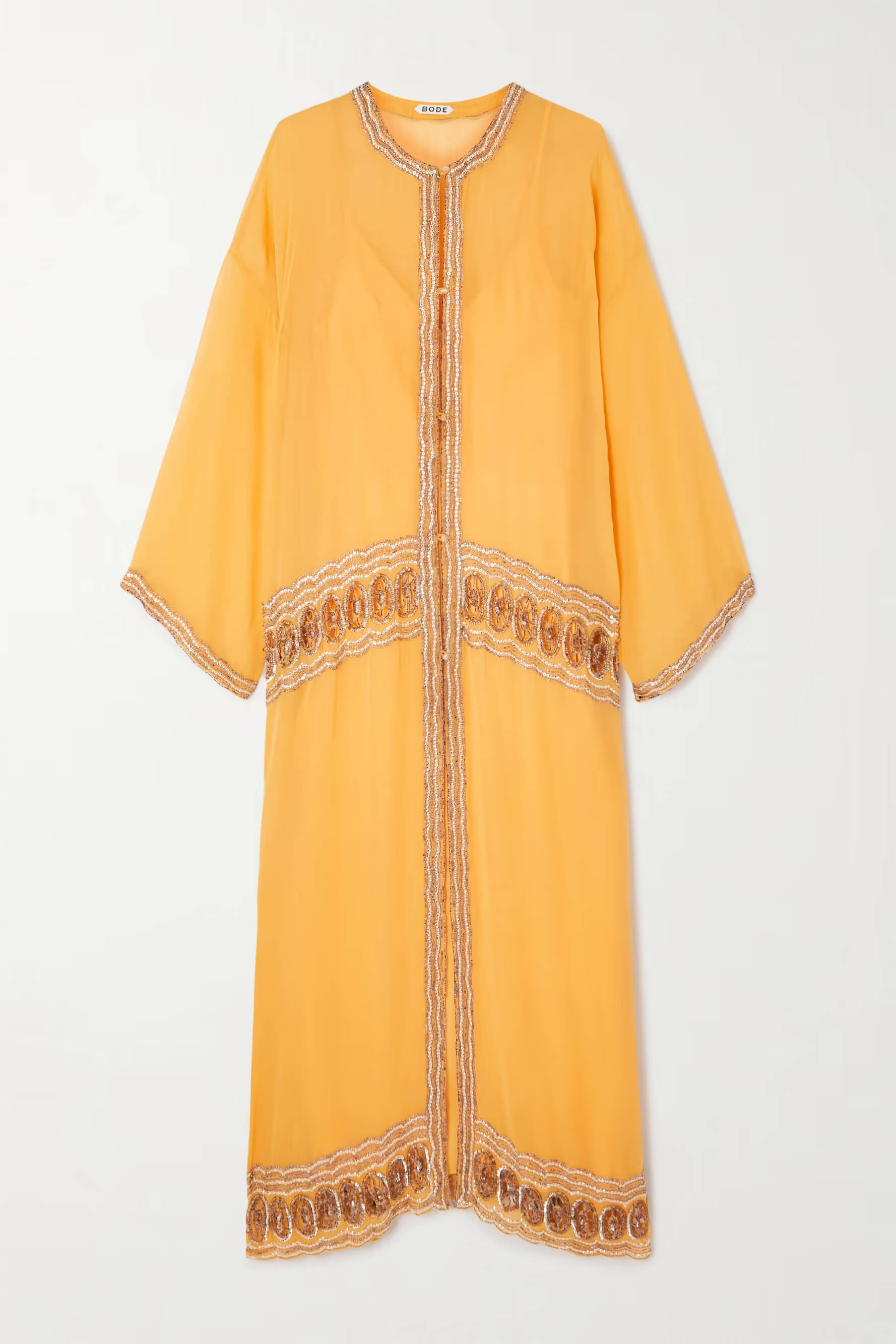 Elegant Fashion Sequin-Trim Sheer Maxi Robe Dress