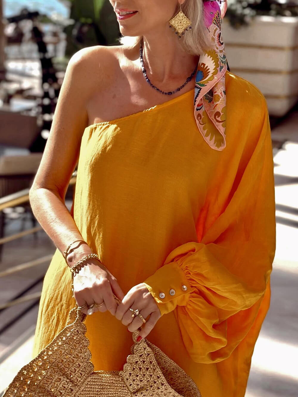 Boho One-Shoulder Slit Vacation Maxi Dress