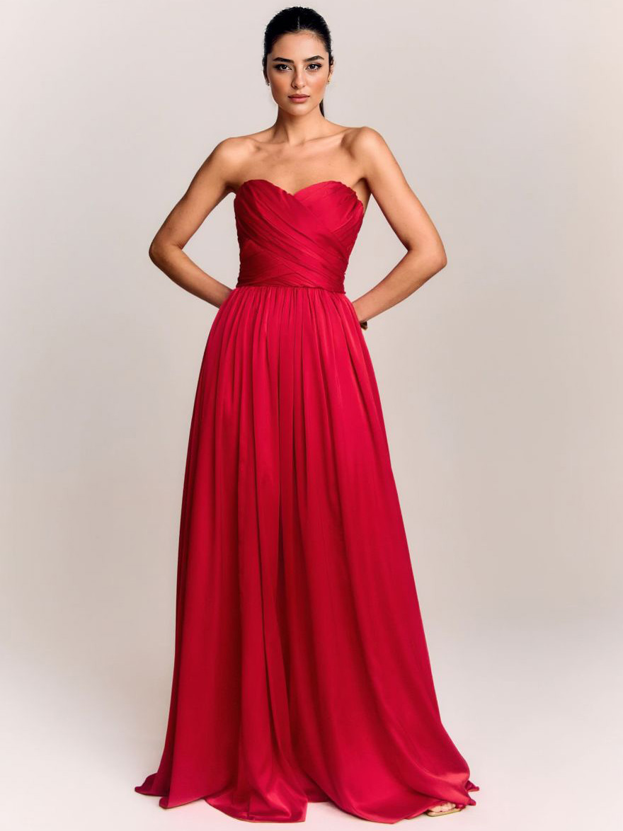 Elegant Strapless Floor-Length Evening Maxi Dress