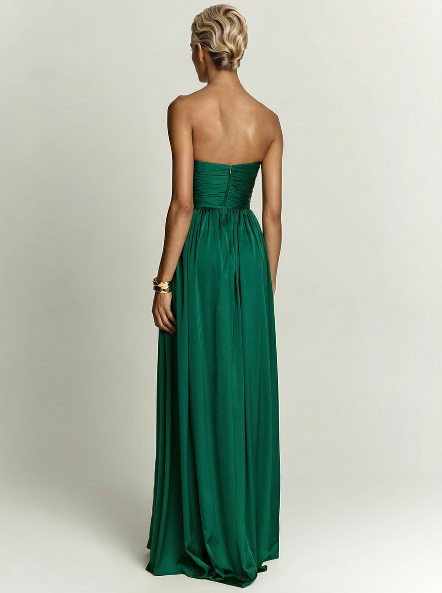 Elegant Strapless Floor-Length Evening Maxi Dress