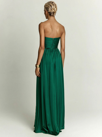 Elegant Strapless Floor-Length Evening Maxi Dress