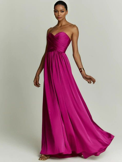 Elegant Strapless Floor-Length Evening Maxi Dress