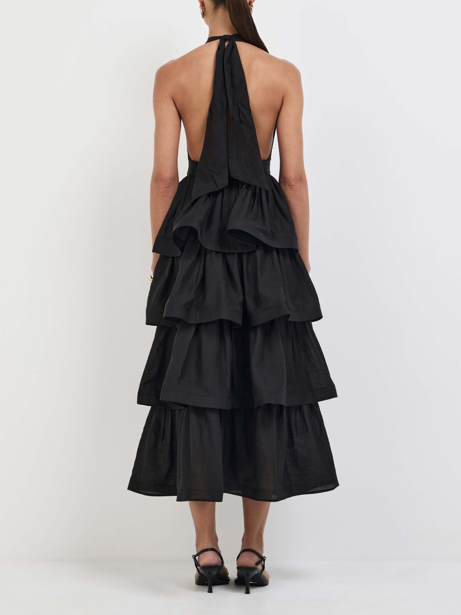 Exquisite Palm Print Layered Midi Dress