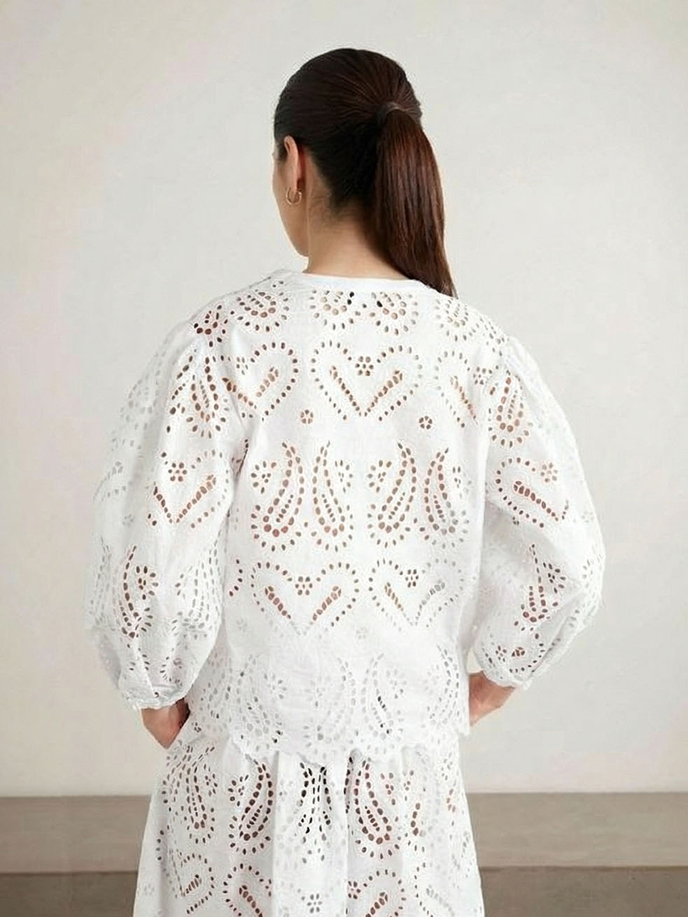 Elegant Cutout Embroidered Lace Shirt
