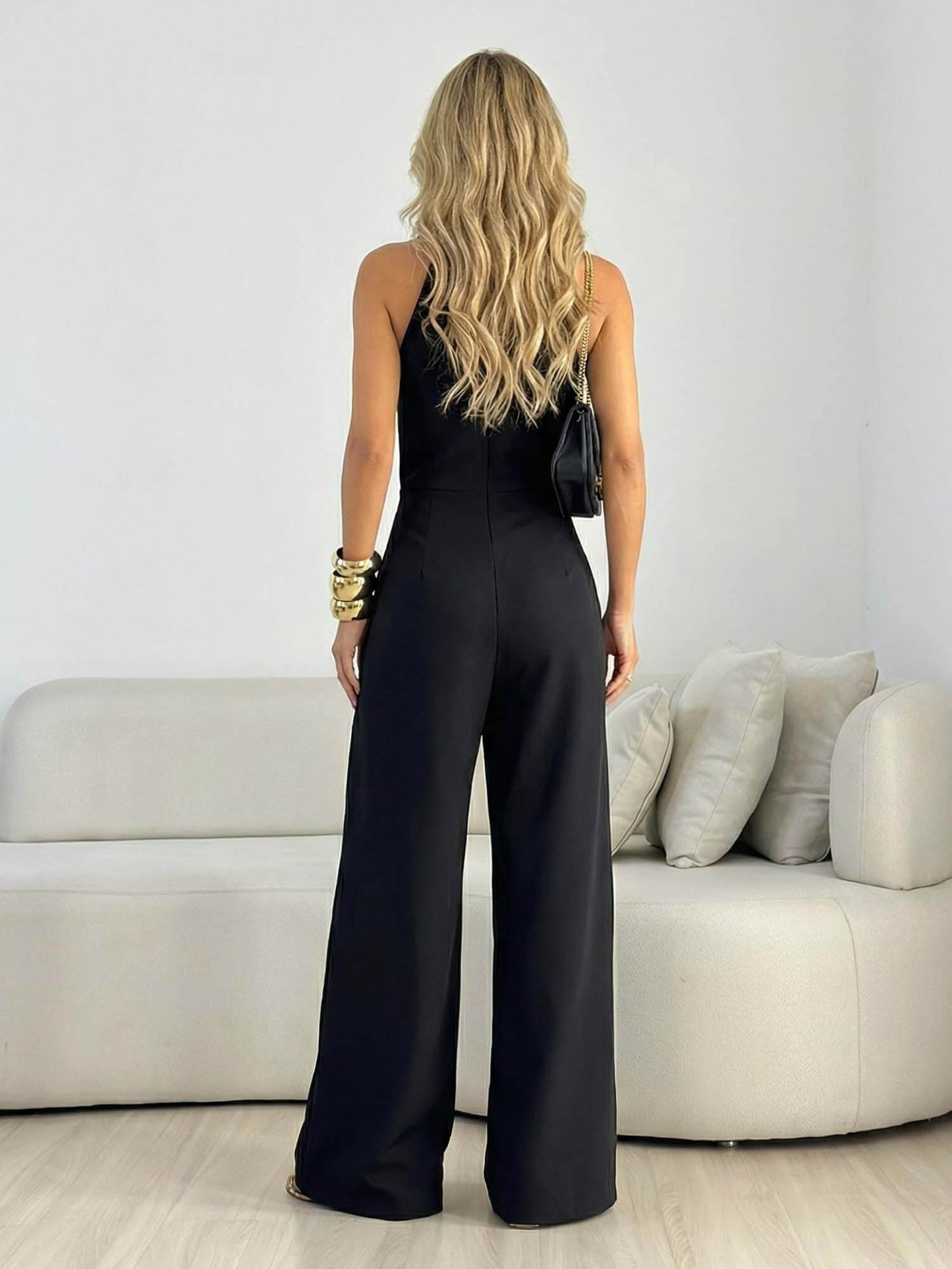 Elegant Halter Neck Wide-Leg Jumpsuit