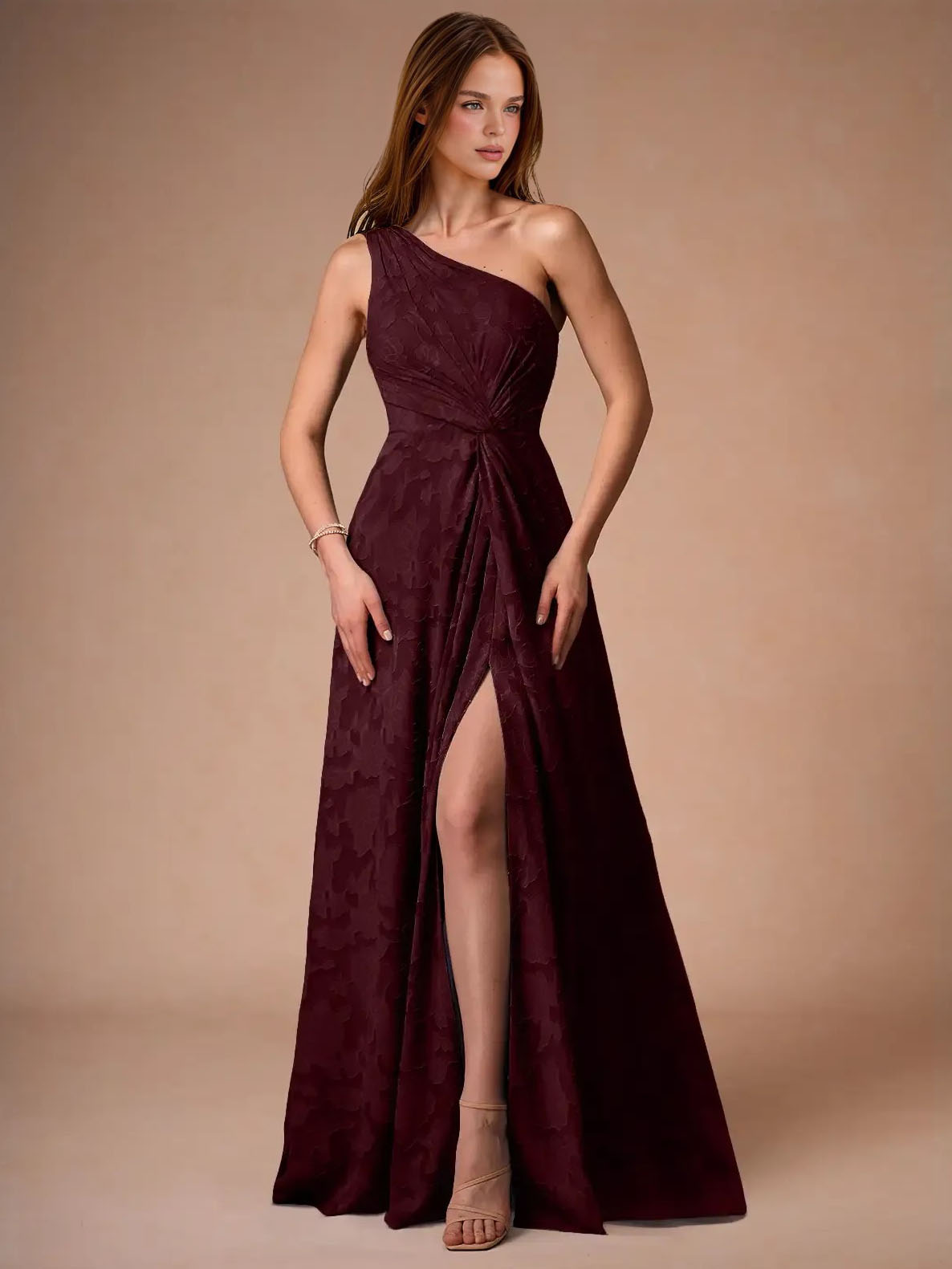 Elegant One-shoulder Slit Maxi Dress