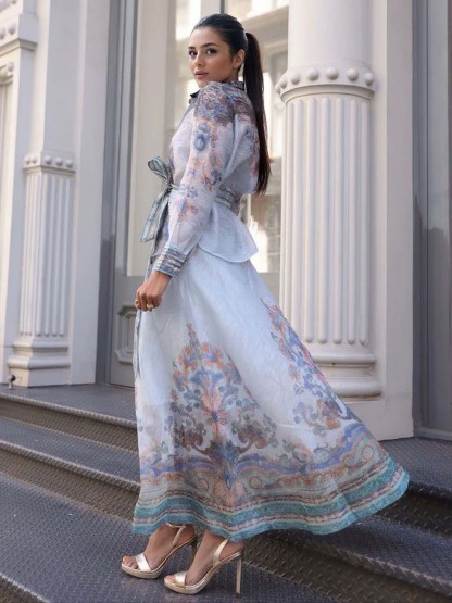 Retro Inspired Paisley Pattern Button-Up Blouse