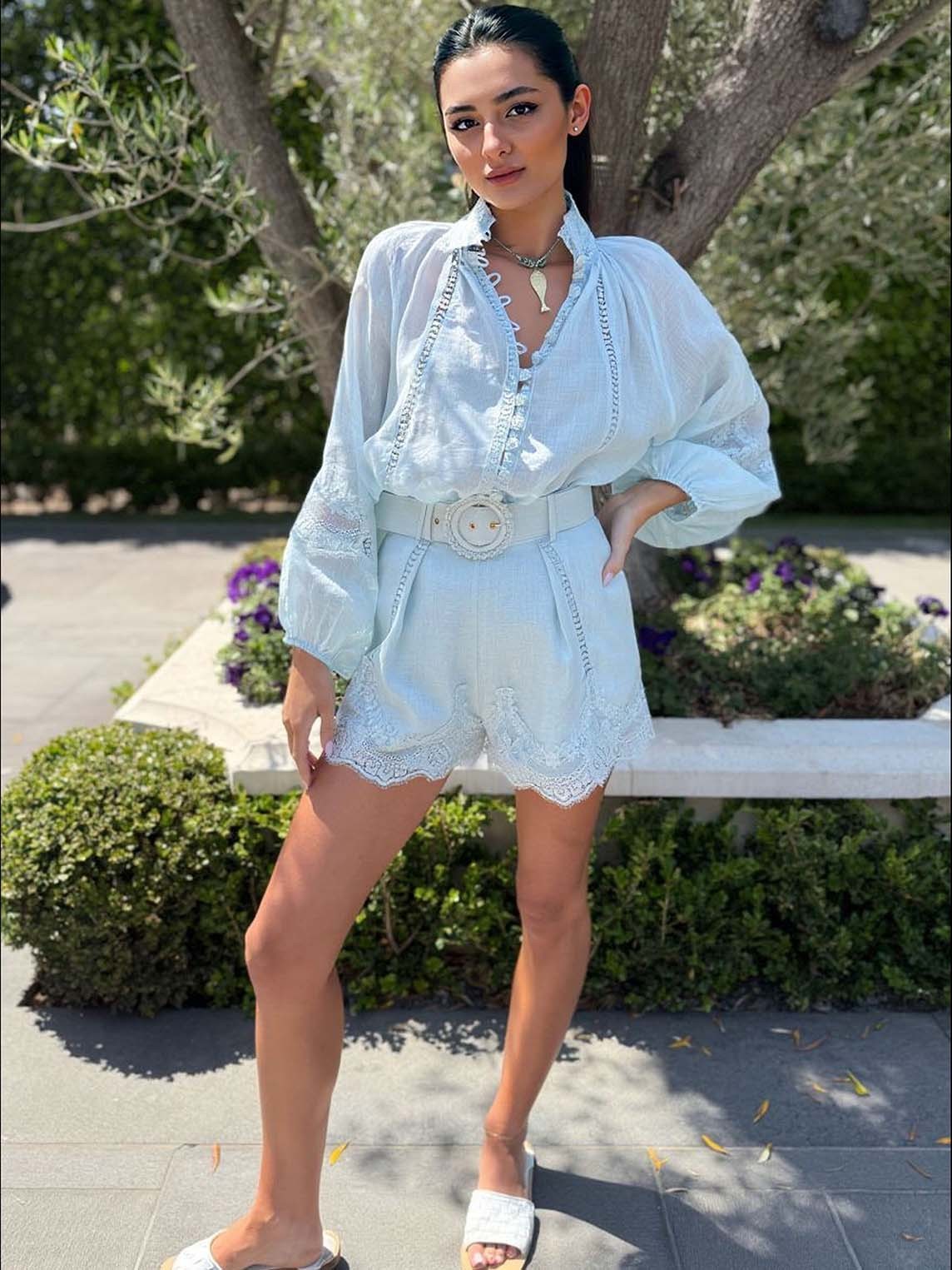 Romantic Lace-Trimmed Shorts Two-Piece Set