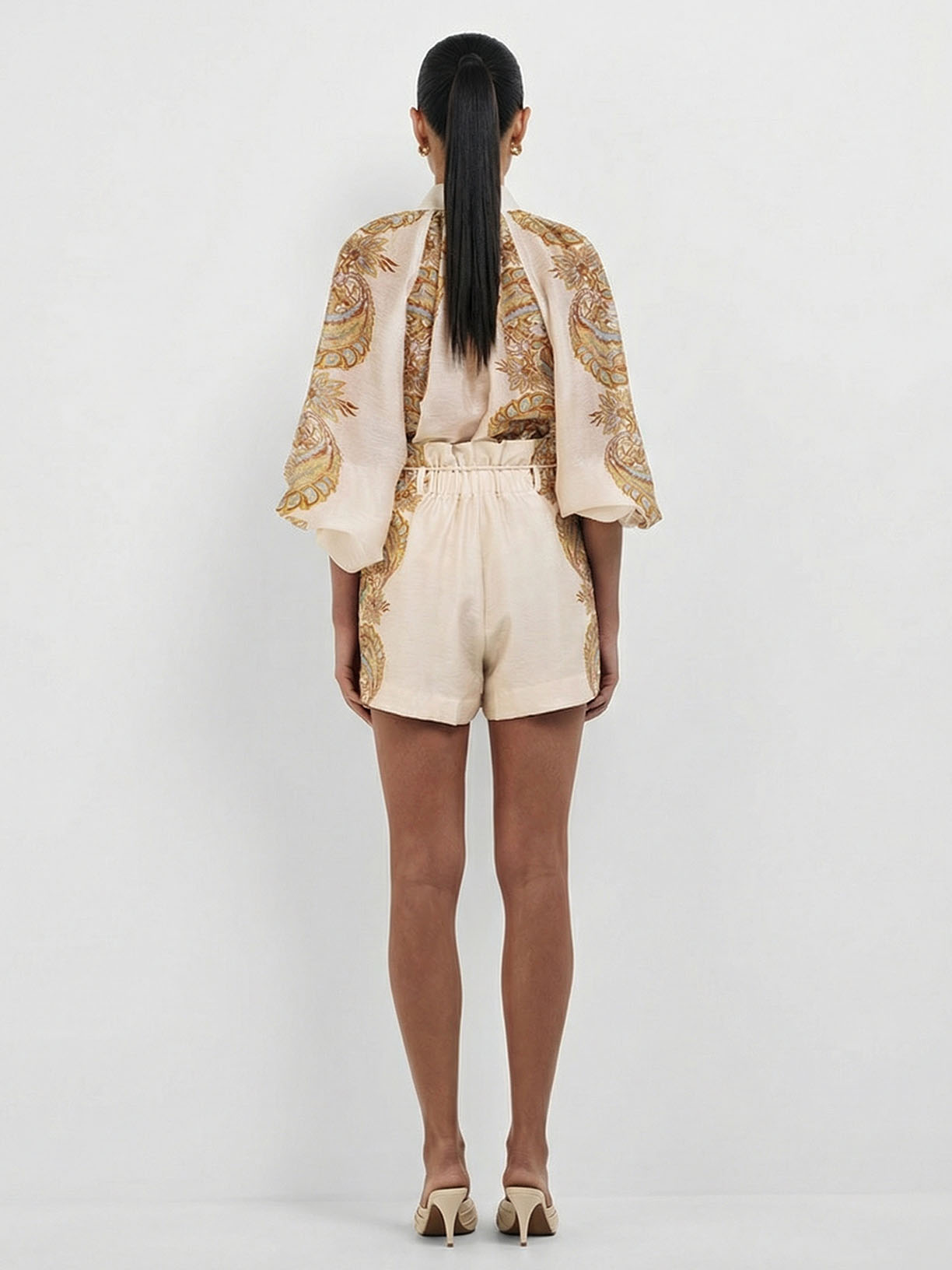 Elegant Paisley Print Shorts Two-piece Set