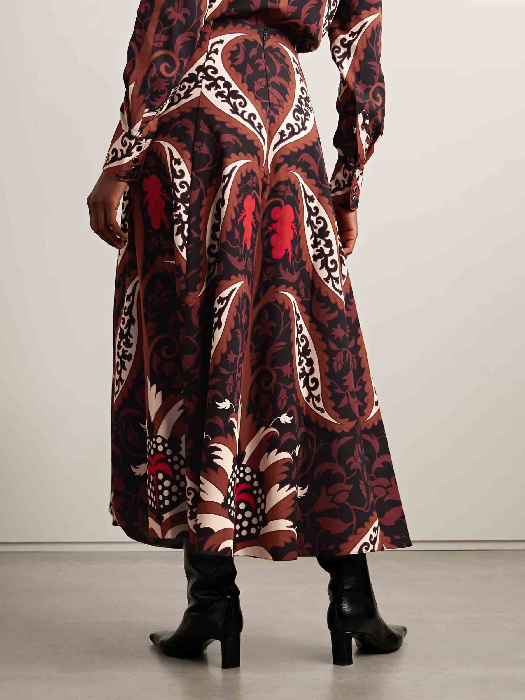 Retro Print Midi Skirt