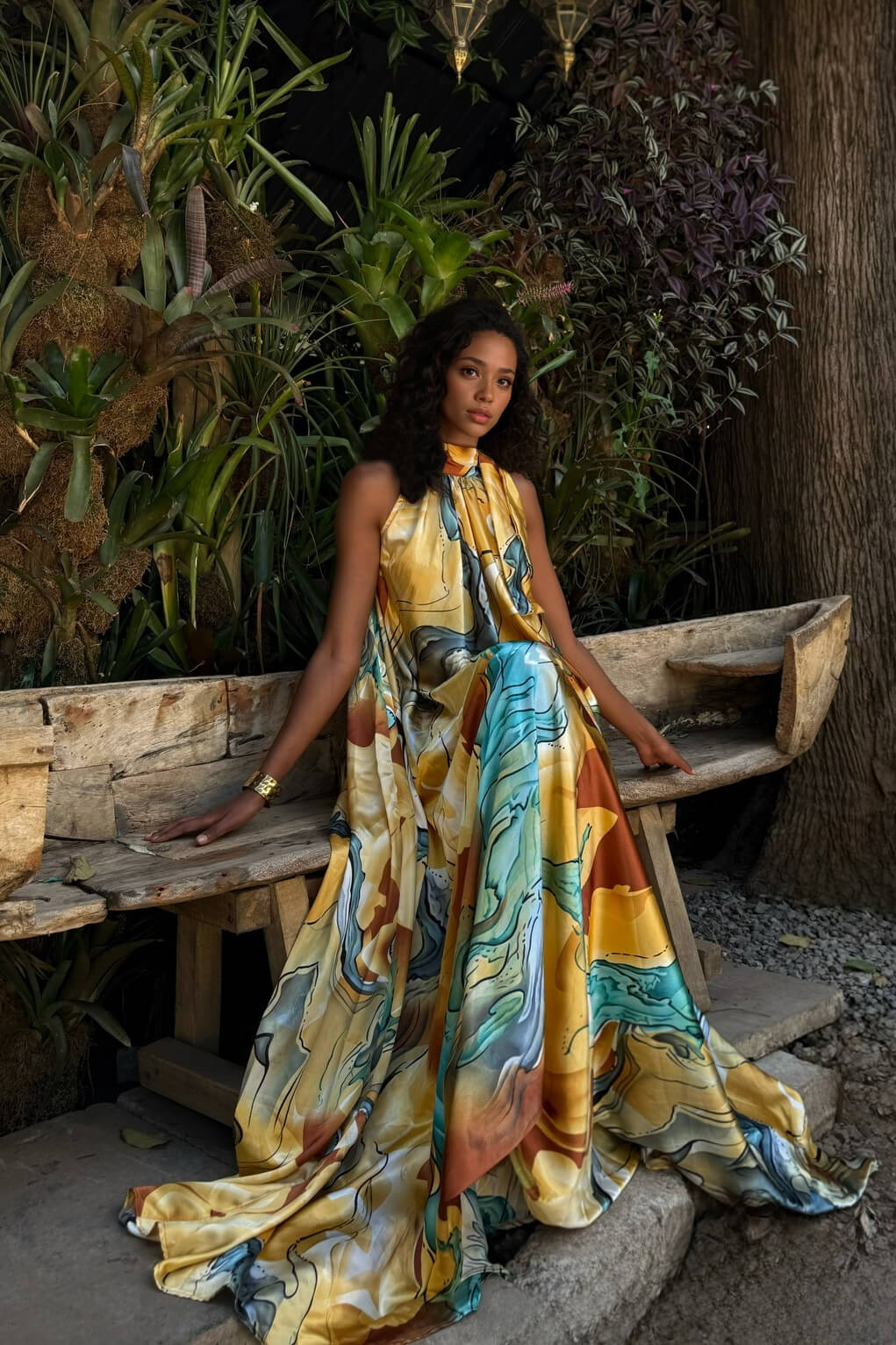 Exquisite Fashion Printed Sleeveless Flared Maxi Dress