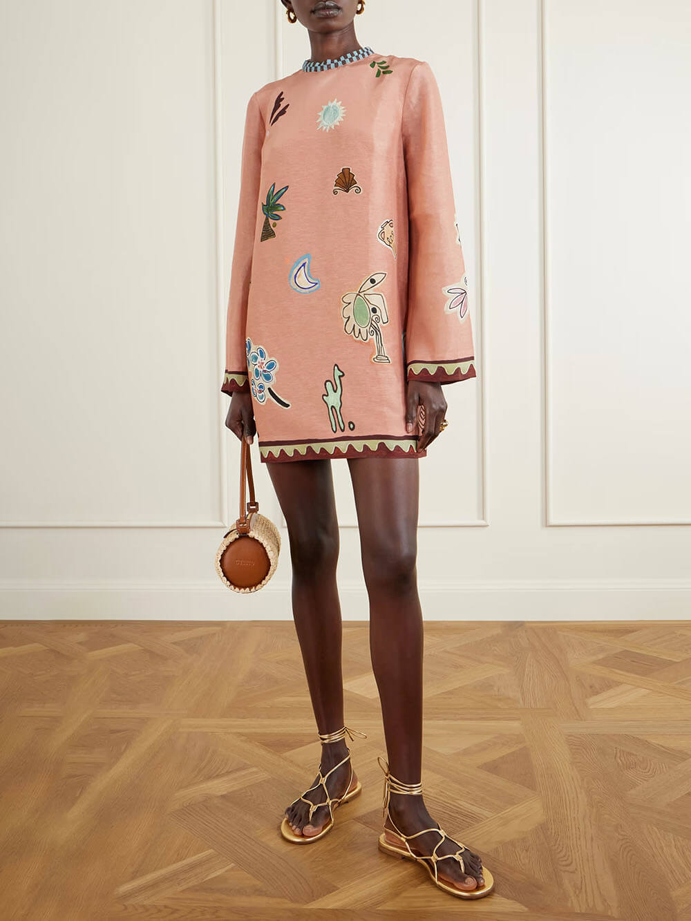 Fashionable Printed Linen Mini Dress