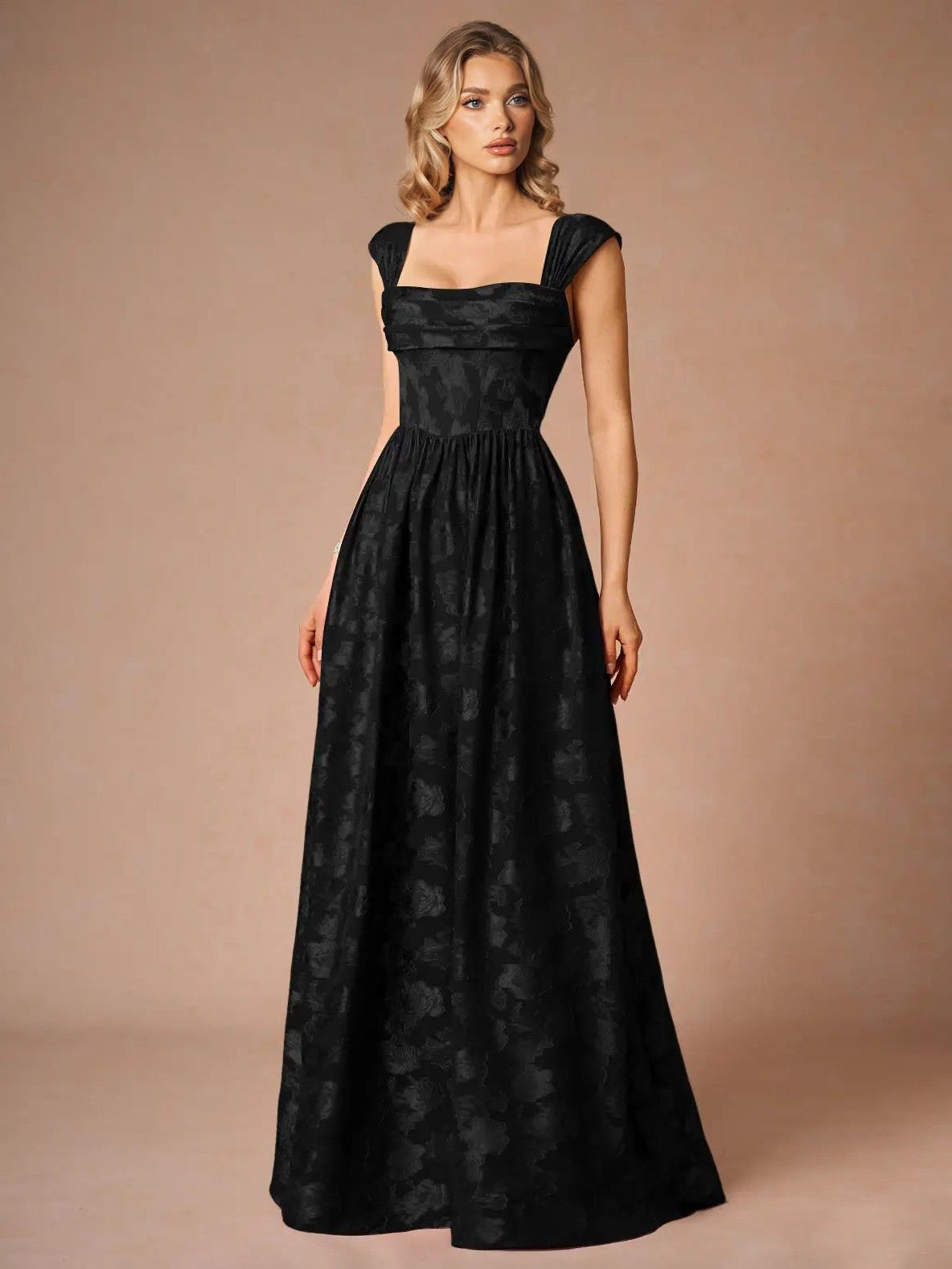 Elegant Drape Neck Floral A-Line Maxi Dress