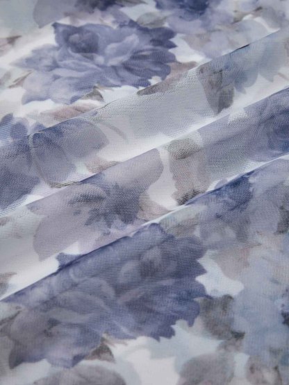 Elegant Printed Mesh Off-Shoulder Ruched Mermaid Maxi Dress