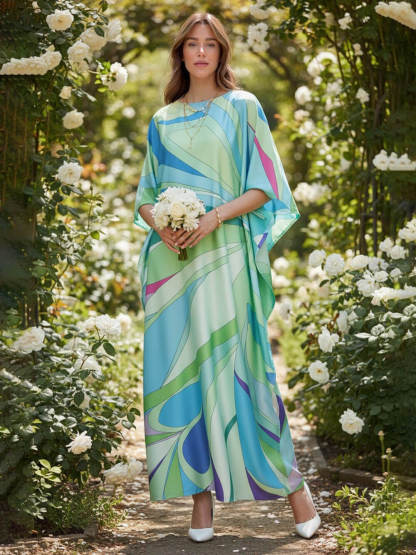 Exquisite Blue Ocean Kaftan Beach Maxi Dress