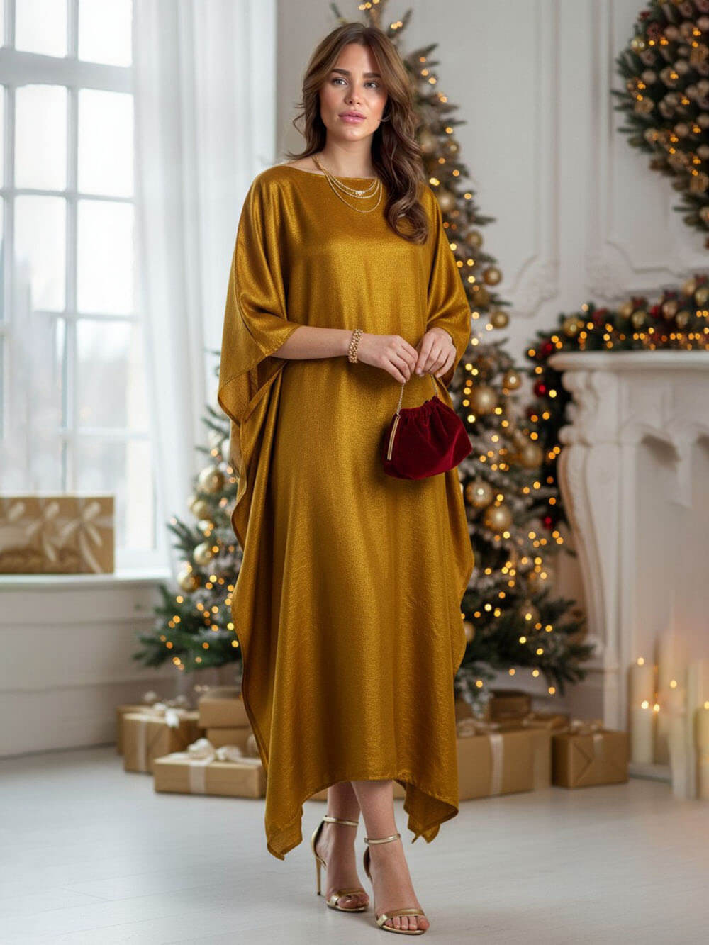 Bohemian Satin Kimono Maxi Dress