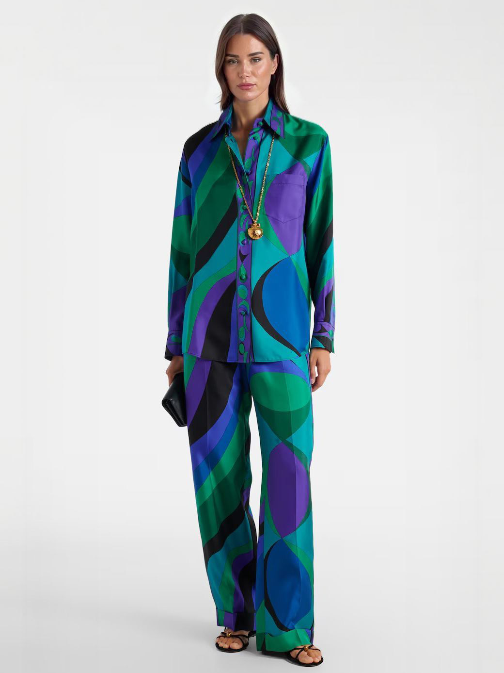 Unique Irregular Abstract Print Wide-leg Pants