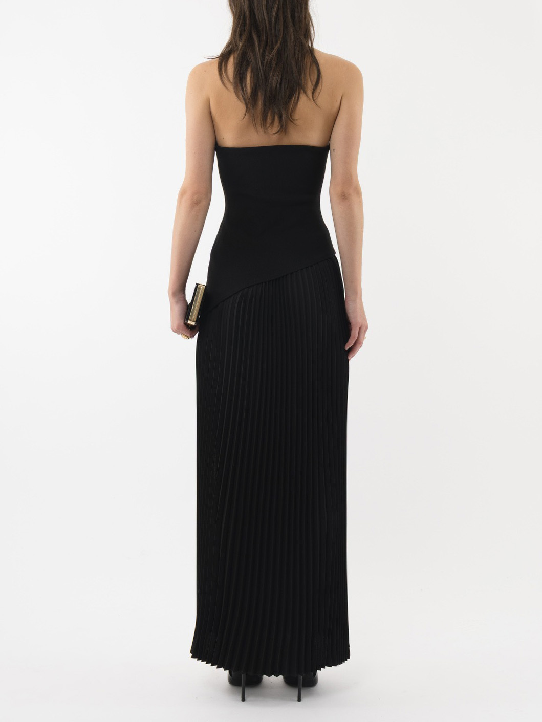 Elegant Wrap Neckline Pleated High Slit Maxi Dress