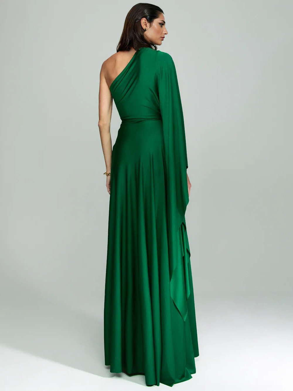 Elegant One Shoulder Long Party Slit Maxi Dress