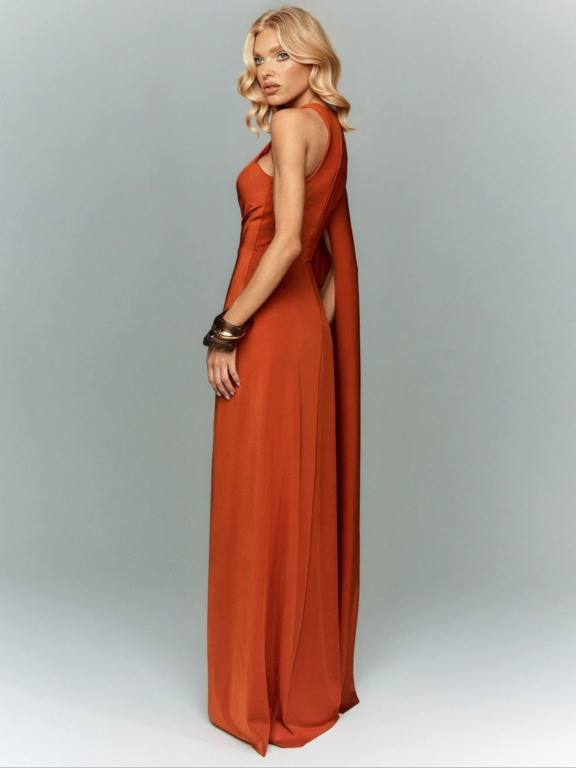 Sexy One-Shoulder Cutout Slit Maxi Dress