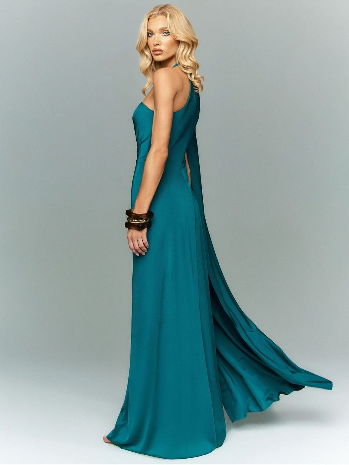 Sexy One-Shoulder Cutout Slit Maxi Dress