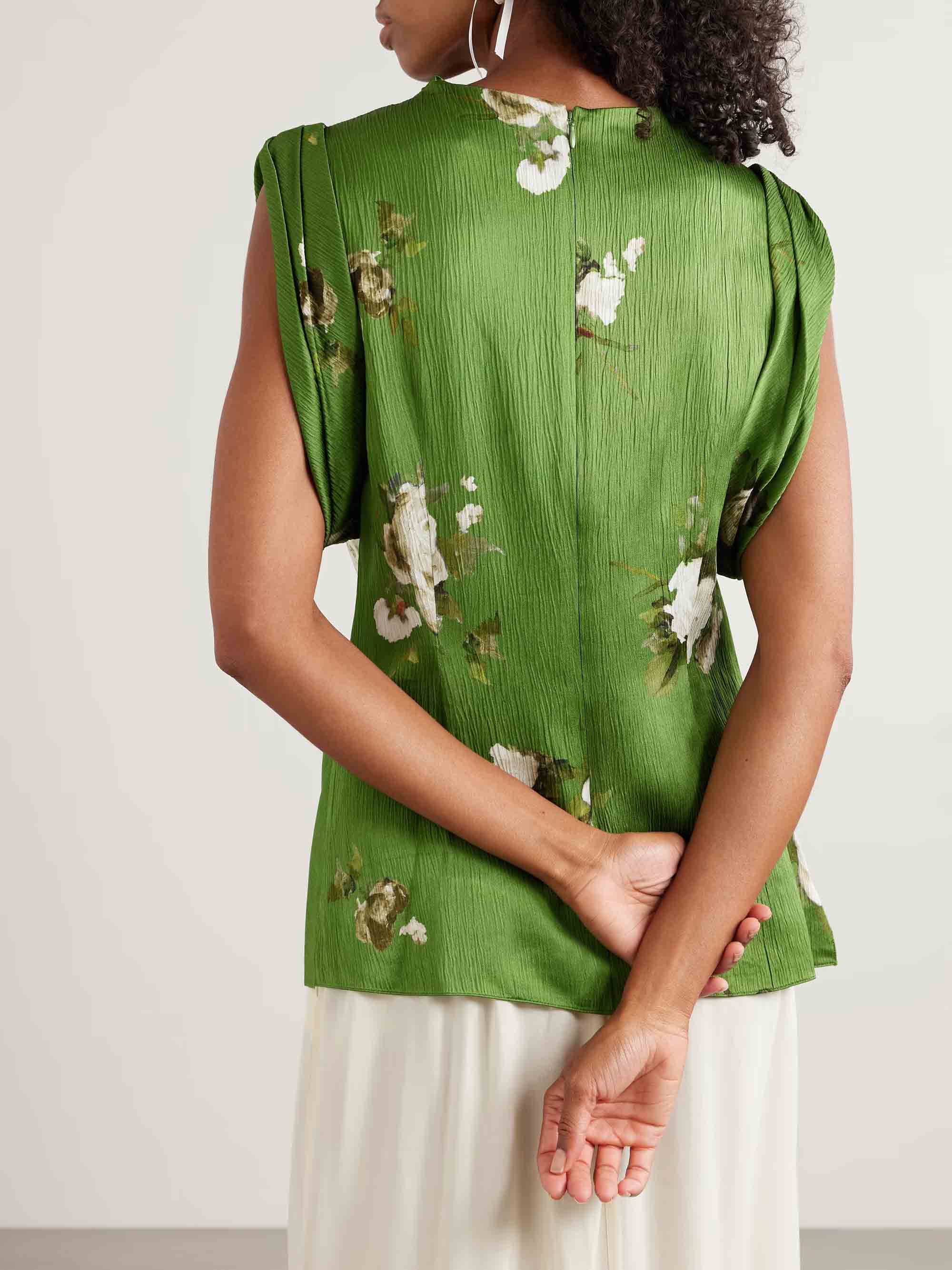 Exquisite Rose Floral Print Satin Shirt