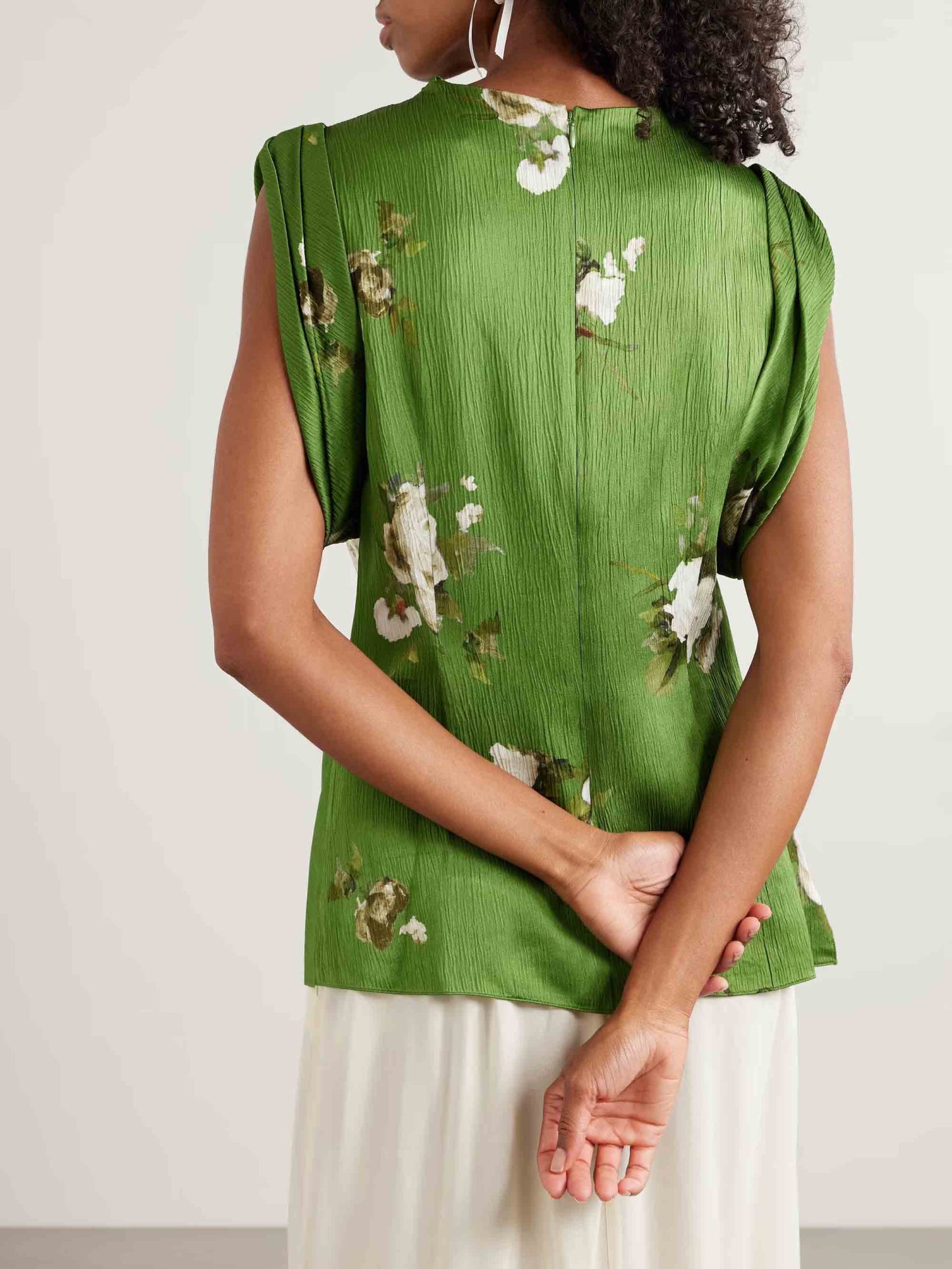 Exquisite Rose Floral Print Satin Shirt