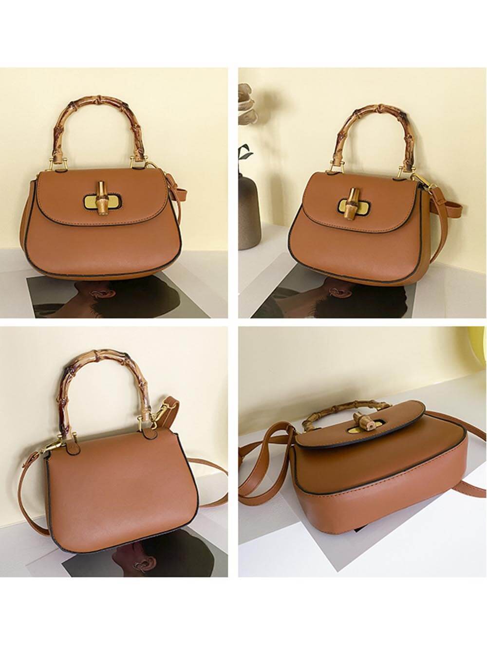 Retro Bamboo Shoulder Crossbody Handbag